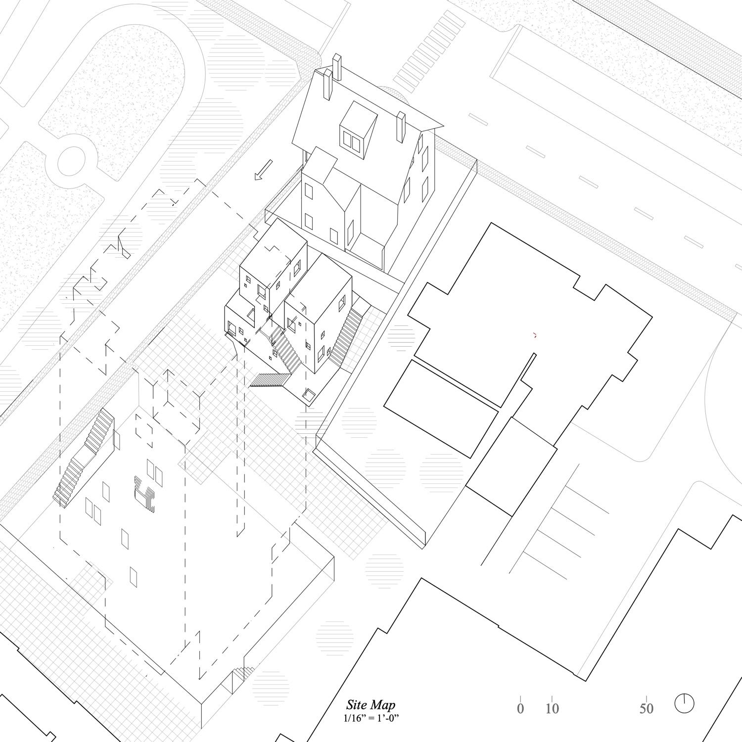 Site map, 1/16" = 1'-0"